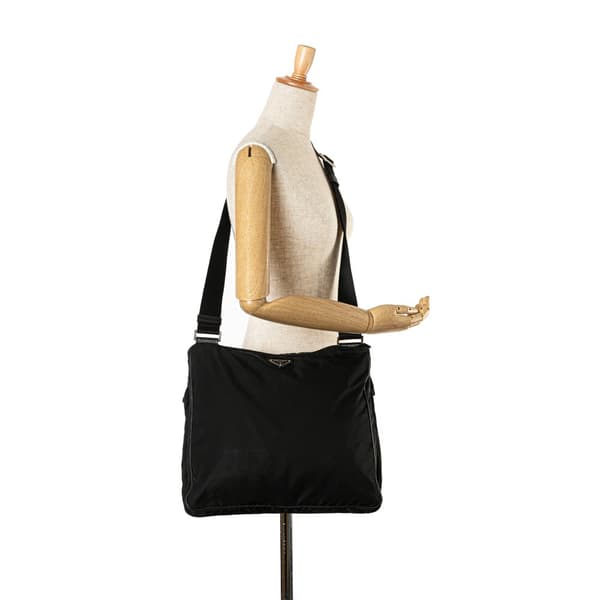 Pre-owned Prada Tessuto Zip Top Crossbody Black