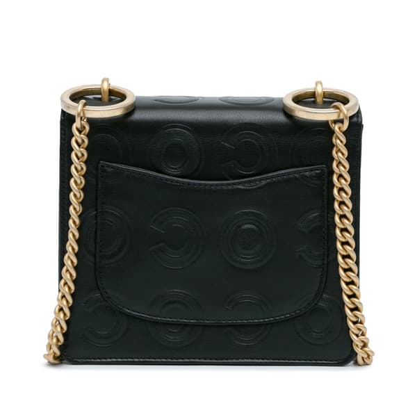 Pre-owned Chanel Mini Square Calfskin Coco Embossed Flap Black
