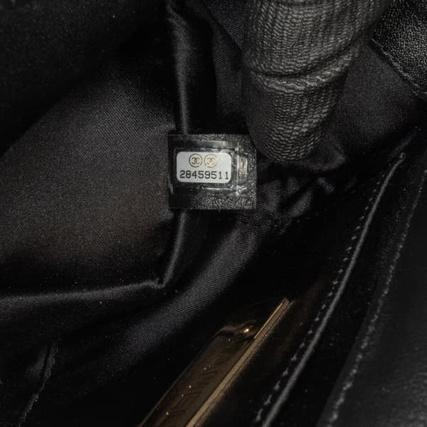Pre-owned Chanel Mini Square Calfskin Coco Embossed Flap Black