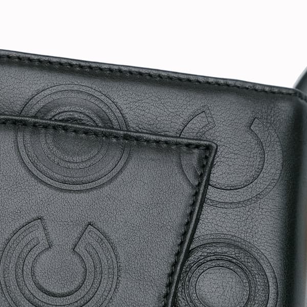 Pre-owned Chanel Mini Square Calfskin Coco Embossed Flap Black
