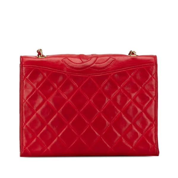Pre-owned Chanel CC Quilted Lambskin Full Flap Red