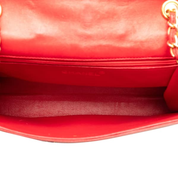 Pre-owned Chanel CC Quilted Lambskin Full Flap Red