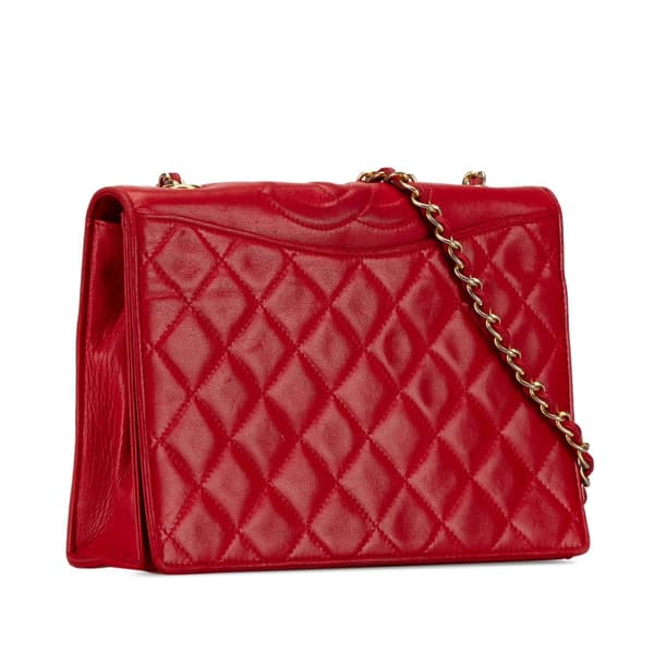 Pre-owned Chanel CC Quilted Lambskin Full Flap Red