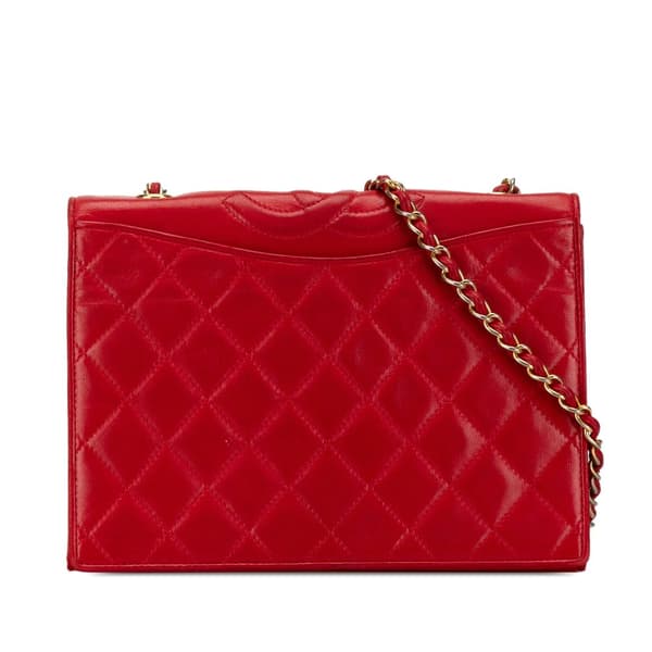 Pre-owned Chanel CC Quilted Lambskin Full Flap Red