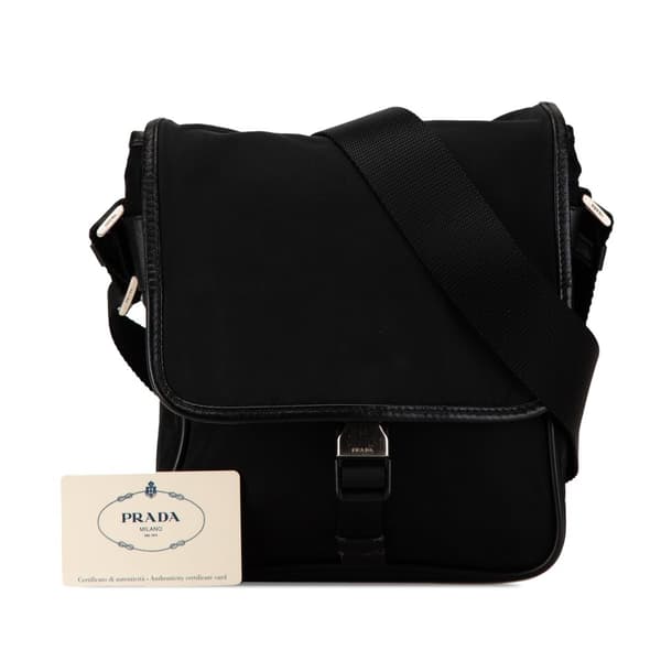 Pre-owned Prada Tessuto Buckle Messenger Bag Black