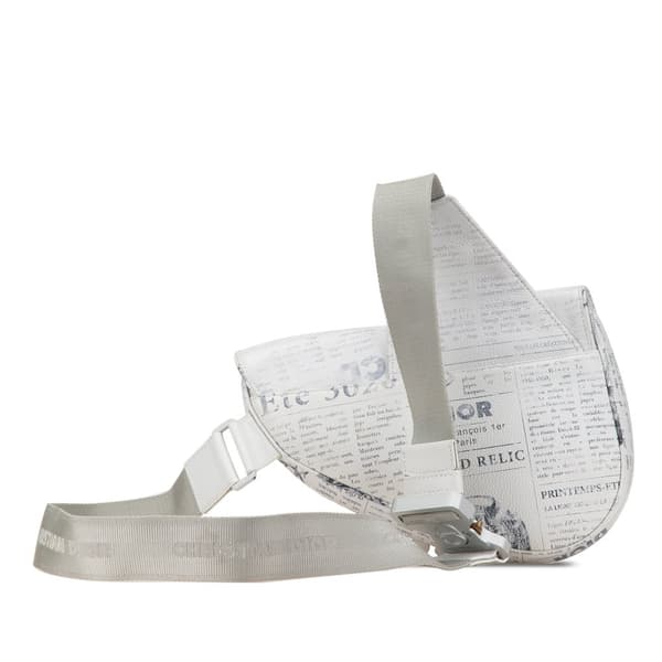 Pre-owned Dior Daniel Arsham Newspaper Print Saddle Bag White