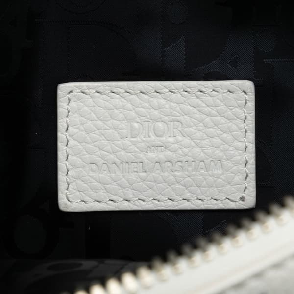 Pre-owned Dior Daniel Arsham Newspaper Print Saddle Bag White