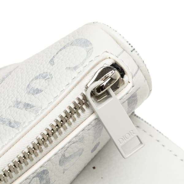 Pre-owned Dior Daniel Arsham Newspaper Print Saddle Bag White