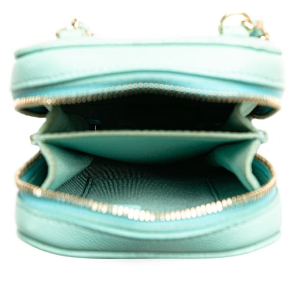 Pre-owned Chanel CC Quilted Caviar Zip Phone Case Blue