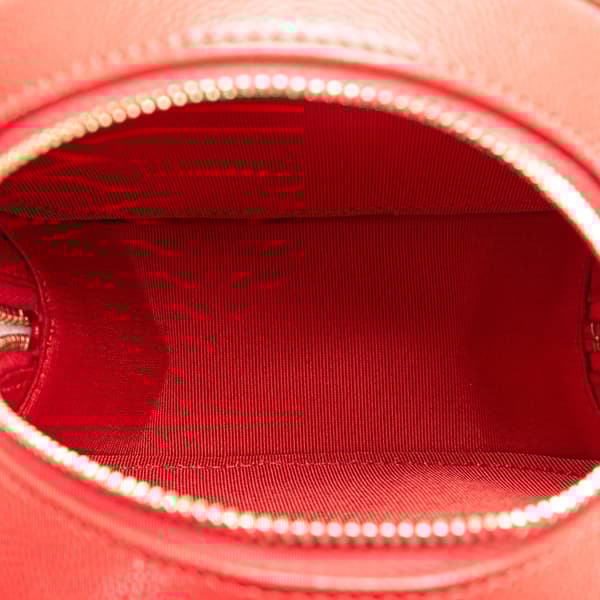 Pre-owned Chanel Quilted Caviar Round Clutch With Chain Red