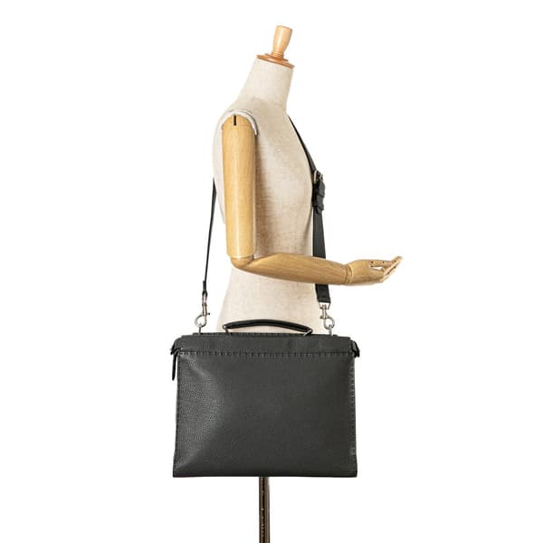 Pre-owned Fendi Large Leather Selleria Peekaboo Iconic Fit Bag Gray