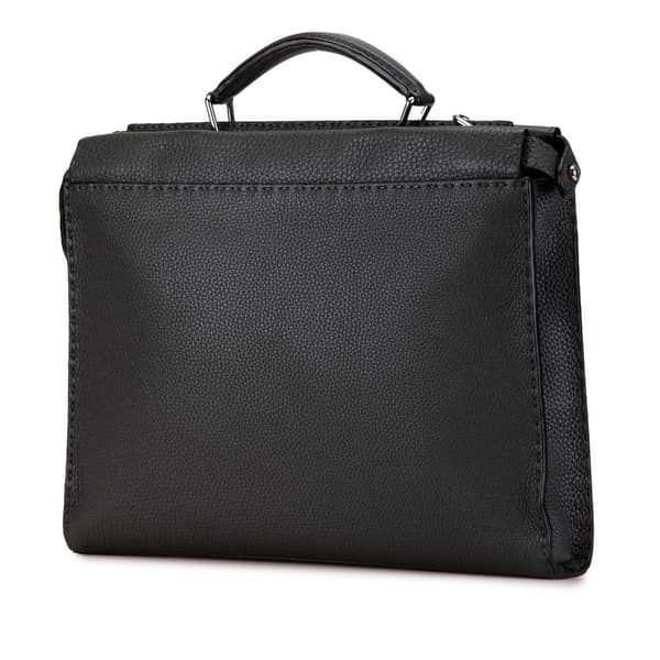 Pre-owned Fendi Large Leather Selleria Peekaboo Iconic Fit Bag Gray