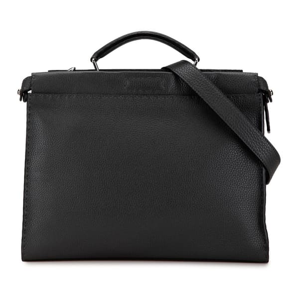 Pre-owned Fendi Large Leather Selleria Peekaboo Iconic Fit Bag Gray