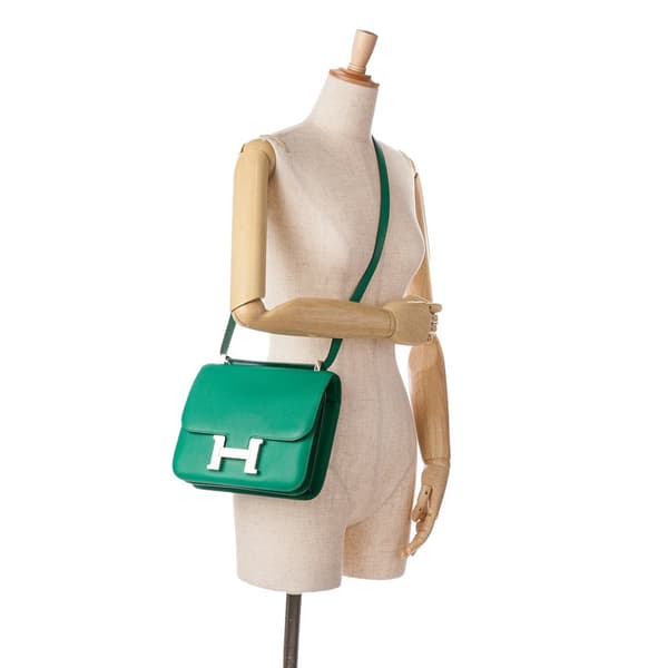 Pre-owned Hermès Evercolor Constance 24 Green
