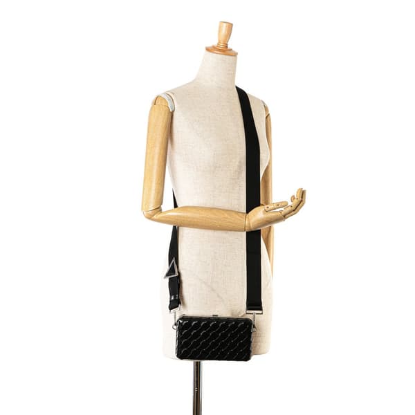 Pre-owned Bottega Veneta Spazzolato Intrecciato Box Messenger Bag Black