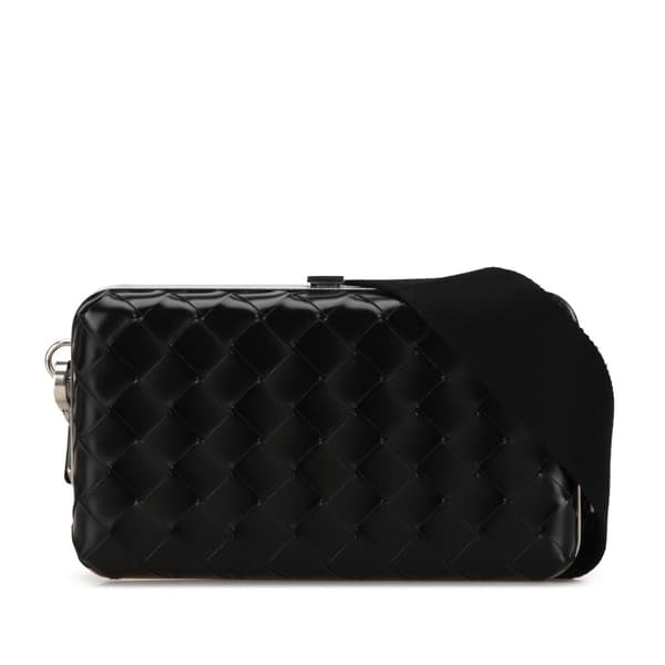 Pre-owned Bottega Veneta Spazzolato Intrecciato Box Messenger Bag Black
