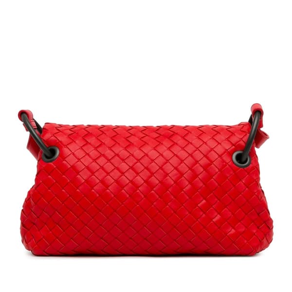 Pre-owned Bottega Veneta Intrecciato Flap Crossbody Red