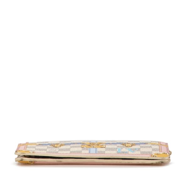 Pre-owned Louis Vuitton Damier Azur Summer Trunks Pochette Weekend White