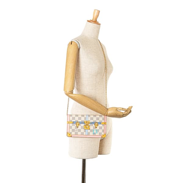 Pre-owned Louis Vuitton Damier Azur Summer Trunks Pochette Weekend White