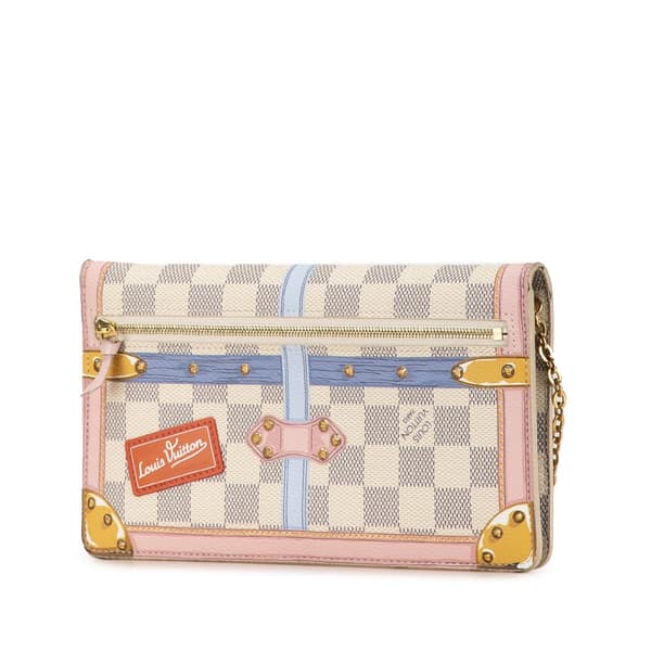 Pre-owned Louis Vuitton Damier Azur Summer Trunks Pochette Weekend White