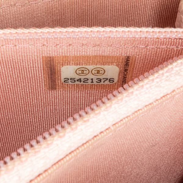 Pre-owned Chanel Quilted Caviar Square Boy Wallet On Chain Pink