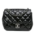 Pikkukuva 1 / 7: Pre-owned Chanel Mini Square Classic Patent Single Flap Black