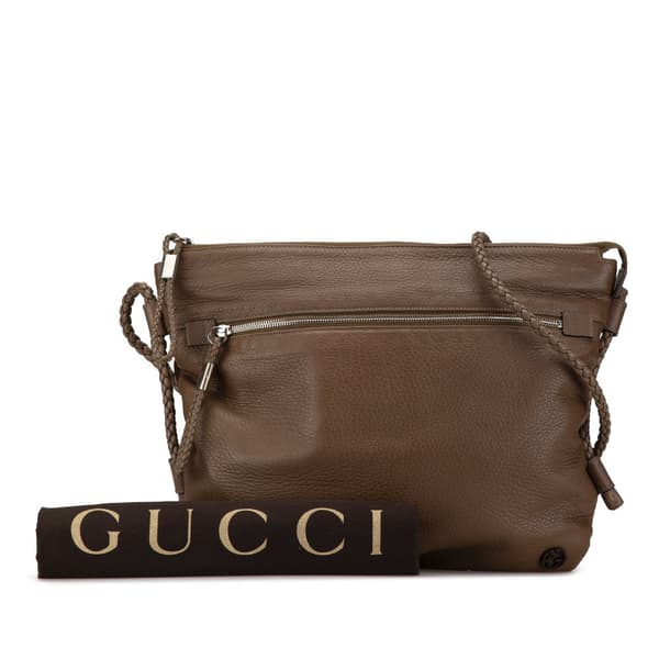 Pre-owned Gucci Interlocking G Calfskin Crossbody Brown