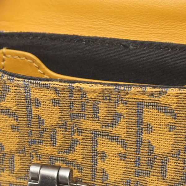 Pre-owned Dior Nano Oblique Lock Pouch Crossbody Yellow