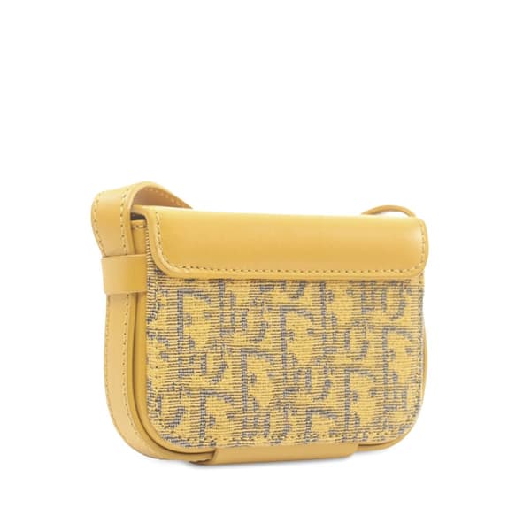 Pre-owned Dior Nano Oblique Lock Pouch Crossbody Yellow