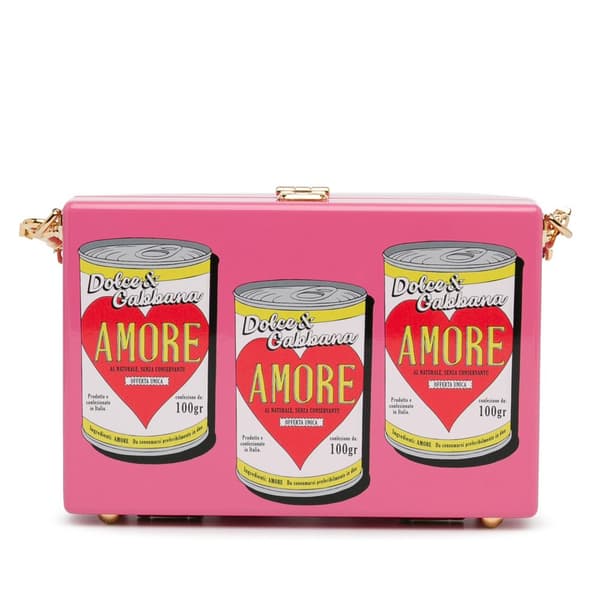 Pre-owned Dolce & Gabbana Printed Acrylic Amore Can Box Crossbody Bag Pink
