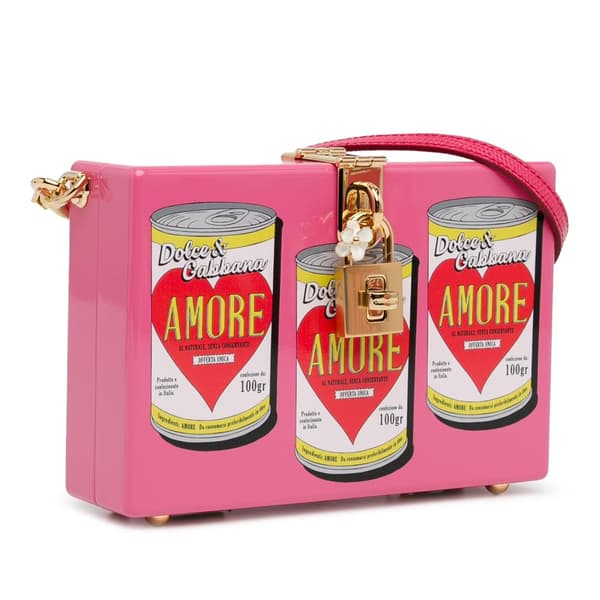 Pre-owned Dolce & Gabbana Printed Acrylic Amore Can Box Crossbody Bag Pink