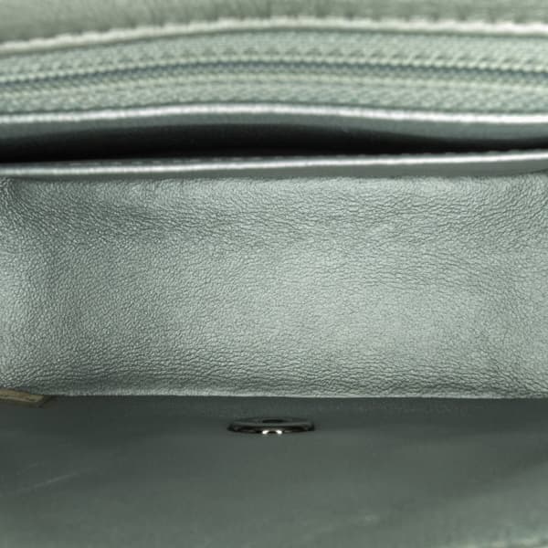 Pre-owned Chanel Mini Square Classic Calfskin Single Flap Silver