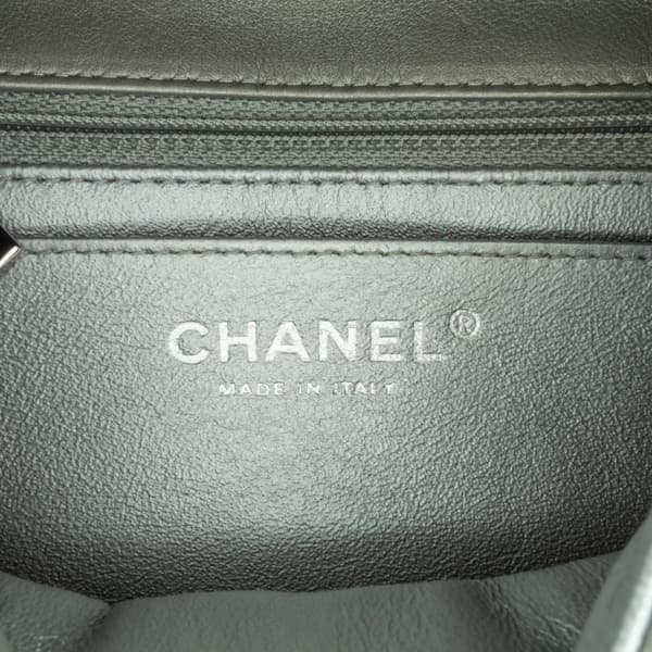 Pre-owned Chanel Mini Square Classic Calfskin Single Flap Silver