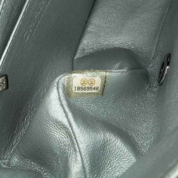 Pre-owned Chanel Mini Square Classic Calfskin Single Flap Silver