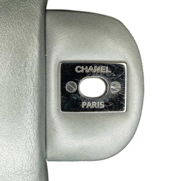 Pre-owned Chanel Mini Square Classic Calfskin Single Flap Silver