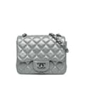 Pikkukuva 1 / 10: Pre-owned Chanel Mini Square Classic Calfskin Single Flap Silver