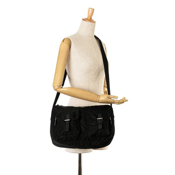 Pre-owned Prada Tessuto Zip Top Crossbody Black