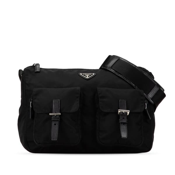 Pre-owned Prada Tessuto Zip Top Crossbody Black