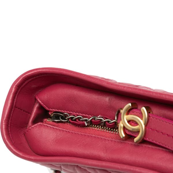 Pre-owned Chanel Small Chevron Aged Calfskin Gabrielle Crossbody Pink