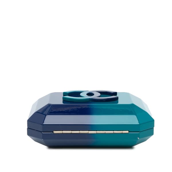 Pre-owned Chanel CC Ombre Acrylic Clutch on Chain Blue