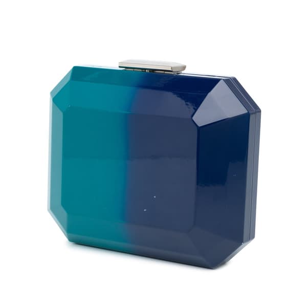 Pre-owned Chanel CC Ombre Acrylic Clutch on Chain Blue
