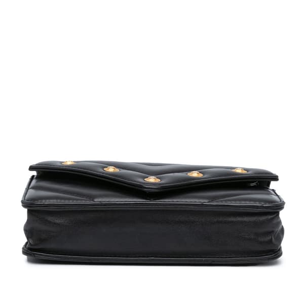 Pre-owned Chanel Chevron Lambskin Button Wallet On Chain Black