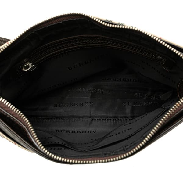 Pre-owned Burberry House Check Canvas Crossbody Brown