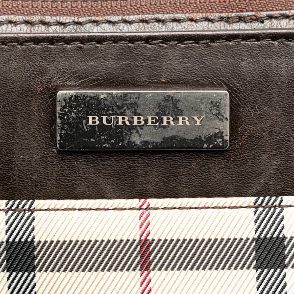 Pre-owned Burberry House Check Canvas Crossbody Brown