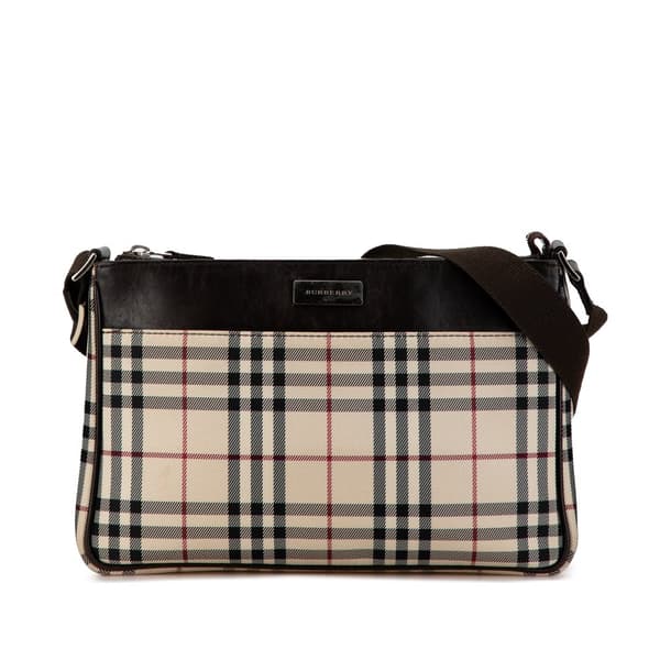 Pre-owned Burberry House Check Canvas Crossbody Brown