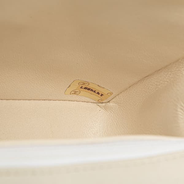 Pre-owned Chanel Mini Square Classic Lambskin Single Flap White