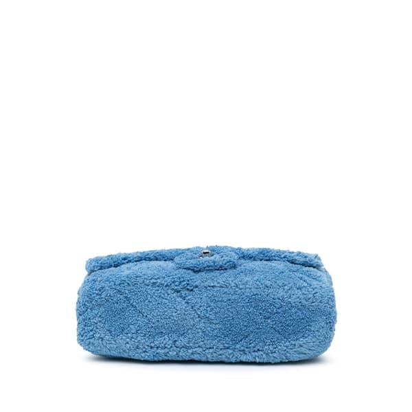 Pre-owned Chanel Medium Quilted Terry Cloth Coco Beach Flap Blue