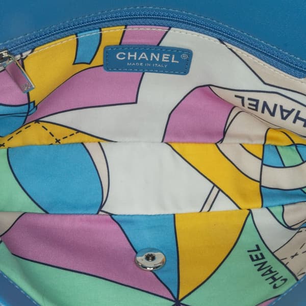 Pre-owned Chanel Medium Quilted Terry Cloth Coco Beach Flap Blue