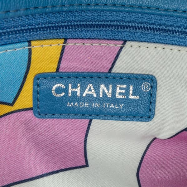 Pre-owned Chanel Medium Quilted Terry Cloth Coco Beach Flap Blue
