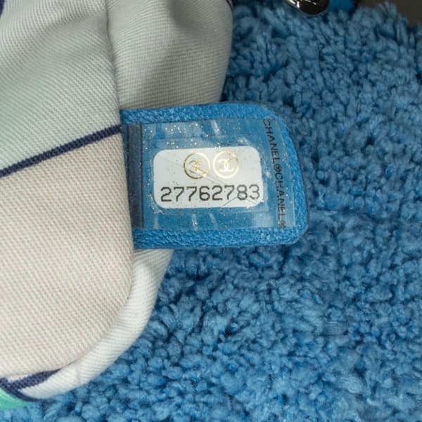 Pre-owned Chanel Medium Quilted Terry Cloth Coco Beach Flap Blue